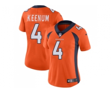 Women Nike Denver Broncos #4 Case Keenum Orange Team Color Stitched NFL Vapor Untouchable Limited Jersey