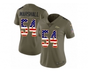 Women Nike Denver Broncos #54 Brandon Marshall Limited Olive USA Flag 2017 Salute to Service NFL Jersey