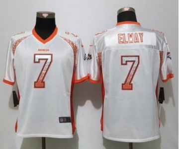 Women Nike Denver Broncos #7 John Elway Drift Fashion White Jersey