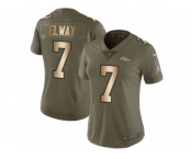 Women Nike Denver Broncos #7 John Elway Limited Olive Gold 2017 Salute to Service NFL Jersey