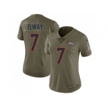 Women Nike Denver Broncos #7 John Elway Olive Stitched NFL Limited 2017 Salute to Service Jersey