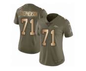 Women Nike Denver Broncos #71 Donald Stephenson Limited Olive Gold 2017 Salute to Service NFL Jersey