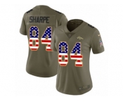 Women Nike Denver Broncos #84 Shannon Sharpe Limited Olive USA Flag 2017 Salute to Service NFL Jersey