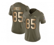 Women Nike Denver Broncos #85 Virgil Green Limited Olive Gold 2017 Salute to Service NFL Jersey