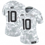 Women's Denver Broncos #10 Bo Nix 2024 F.U.S.E Arctic Camo Salute To Service Limited Stitched Jersey