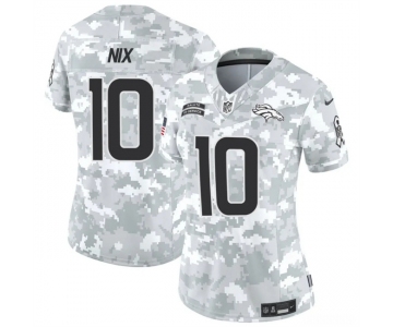 Women's Denver Broncos #10 Bo Nix 2024 F.U.S.E Arctic Camo Salute To Service Limited Stitched Jersey