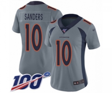 Women's Denver Broncos #10 Emmanuel Sanders Limited Silver Inverted Legend 100th Season Football Jersey