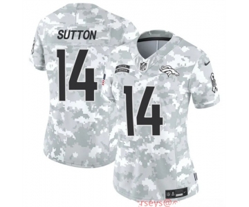 Women's Denver Broncos #14 Courtland Sutton 2024 F.U.S.E Arctic Camo Salute To Service Limited Stitched Jersey