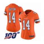 Women's Denver Broncos #14 Courtland Sutton Limited Orange Rush Vapor Untouchable 100th Season Football Jersey