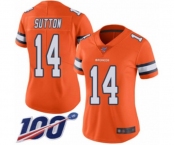 Women's Denver Broncos #14 Courtland Sutton Limited Orange Rush Vapor Untouchable 100th Season Football Jersey