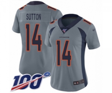 Women's Denver Broncos #14 Courtland Sutton Limited Silver Inverted Legend 100th Season Football Jersey