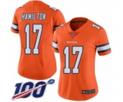 Women's Denver Broncos #17 DaeSean Hamilton Limited Orange Rush Vapor Untouchable 100th Season Football Jersey