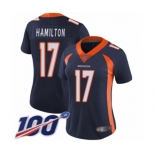 Women's Denver Broncos #17 DaeSean Hamilton Navy Blue Alternate Vapor Untouchable Limited Player 100th Season Football Jersey