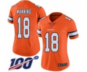 Women's Denver Broncos #18 Peyton Manning Limited Orange Rush Vapor Untouchable 100th Season Football Jersey