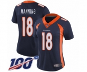 Women's Denver Broncos #18 Peyton Manning Navy Blue Alternate Vapor Untouchable Limited Player 100th Season Football Jersey