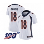 Women's Denver Broncos #18 Peyton Manning White Vapor Untouchable Limited Player 100th Season Football Jersey