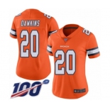 Women's Denver Broncos #20 Brian Dawkins Limited Orange Rush Vapor Untouchable 100th Season Football Jersey