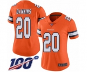 Women's Denver Broncos #20 Brian Dawkins Limited Orange Rush Vapor Untouchable 100th Season Football Jersey