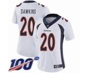 Women's Denver Broncos #20 Brian Dawkins White Vapor Untouchable Limited Player 100th Season Football Jersey