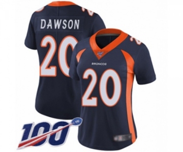 Women's Denver Broncos #20 Duke Dawson Navy Blue Alternate Vapor Untouchable Limited Player 100th Season Football Jersey