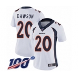 Women's Denver Broncos #20 Duke Dawson White Vapor Untouchable Limited Player 100th Season Football Jersey