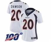 Women's Denver Broncos #20 Duke Dawson White Vapor Untouchable Limited Player 100th Season Football Jersey