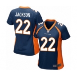 Women's Denver Broncos #22 Kareem Jackson Game Navy Blue Alternate Football Jersey