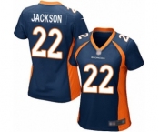 Women's Denver Broncos #22 Kareem Jackson Game Navy Blue Alternate Football Jersey