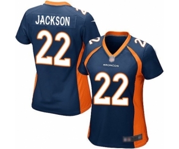 Women's Denver Broncos #22 Kareem Jackson Game Navy Blue Alternate Football Jersey