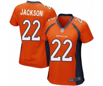 Women's Denver Broncos #22 Kareem Jackson Game Orange Team Color Football Jersey