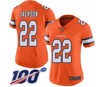 Women's Denver Broncos #22 Kareem Jackson Limited Orange Rush Vapor Untouchable 100th Season Football Jersey