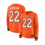 Women's Denver Broncos #22 Kareem Jackson Limited Orange Therma Long Sleeve Football Jersey