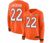 Women's Denver Broncos #22 Kareem Jackson Limited Orange Therma Long Sleeve Football Jersey