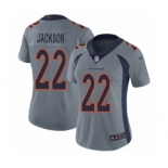 Women's Denver Broncos #22 Kareem Jackson Limited Silver Inverted Legend Football Jersey