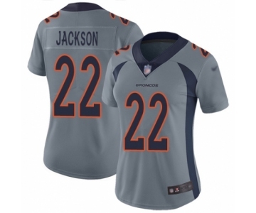 Women's Denver Broncos #22 Kareem Jackson Limited Silver Inverted Legend Football Jersey