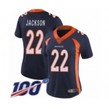 Women's Denver Broncos #22 Kareem Jackson Navy Blue Alternate Vapor Untouchable Limited Player 100th Season Football Jersey