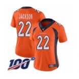 Women's Denver Broncos #22 Kareem Jackson Orange Team Color Vapor Untouchable Limited Player 100th Season Football Jersey