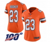 Women's Denver Broncos #23 Devontae Booker Limited Orange Rush Vapor Untouchable 100th Season Football Jersey