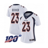 Women's Denver Broncos #23 Devontae Booker White Vapor Untouchable Limited Player 100th Season Football Jersey