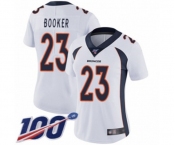 Women's Denver Broncos #23 Devontae Booker White Vapor Untouchable Limited Player 100th Season Football Jersey