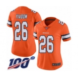 Women's Denver Broncos #26 Isaac Yiadom Limited Orange Rush Vapor Untouchable 100th Season Football Jersey