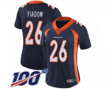 Women's Denver Broncos #26 Isaac Yiadom Navy Blue Alternate Vapor Untouchable Limited Player 100th Season Football Jersey