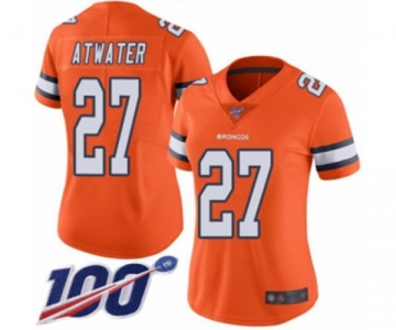 Women's Denver Broncos #27 Steve Atwater Limited Orange Rush Vapor Untouchable 100th Season Football Jersey