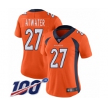 Women's Denver Broncos #27 Steve Atwater Orange Team Color Vapor Untouchable Limited Player 100th Season Football Jersey