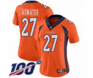 Women's Denver Broncos #27 Steve Atwater Orange Team Color Vapor Untouchable Limited Player 100th Season Football Jersey