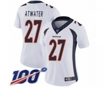 Women's Denver Broncos #27 Steve Atwater White Vapor Untouchable Limited Player 100th Season Football Jersey