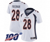 Women's Denver Broncos #28 Royce Freeman White Vapor Untouchable Limited Player 100th Season Football Jersey