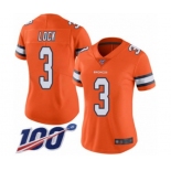 Women's Denver Broncos #3 Drew Lock Limited Orange Rush Vapor Untouchable 100th Season Football Jersey