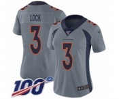 Women's Denver Broncos #3 Drew Lock Limited Silver Inverted Legend 100th Season Football Jersey