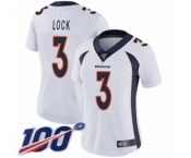 Women's Denver Broncos #3 Drew Lock White Vapor Untouchable Limited Player 100th Season Football Jersey